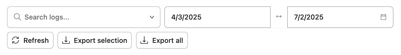 Use search bar to find content in the audit log